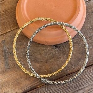Vintage Elegant Gold and Silver Tone Twisted Bangles